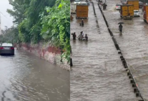 DELHI RAIN, दिल्ली मे लगातार हो रही रुक-रुक कर बारिश के कारण सड़कों पर....