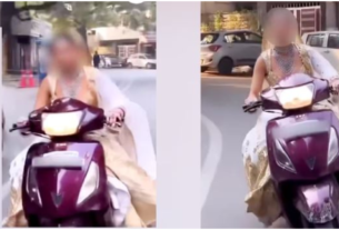 delhi viral video,गहनों और लहंगे से सजी दुल्हन ने सड़क पर दौड़ाई स्कूटी, नंबर......