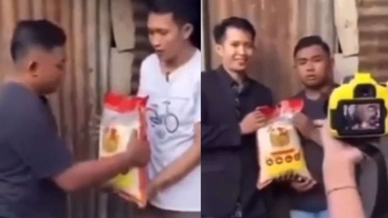 Viral video, the person started taking photos by giving ration to the poor, the poor felt bad