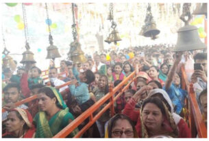 Delhi: Huge crowd of devotees in the ancient Hanuman temple of Connaught Place on Hanuman Jayanti.