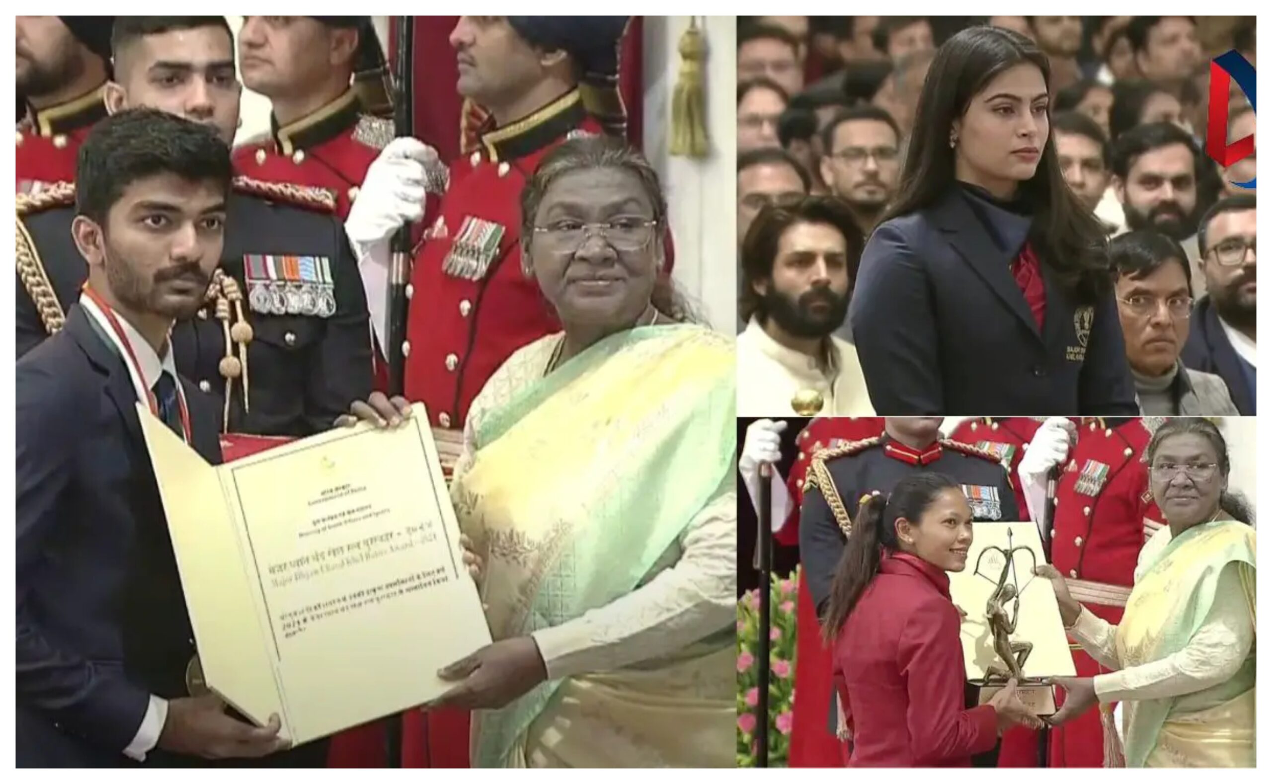 Khelratna Award: President Murmu gave Khel Ratna award to four players including Manu, Gukesh,
