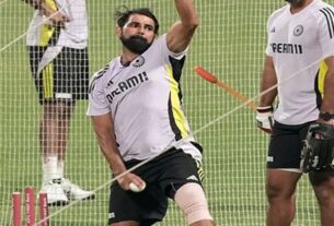 sports-news-mohammed-shami-practiced-in-the-net-session-with-a-bandage-on-his-left-knee, Mohammed Shami, Mohammed Shami Fitness, India vs England T20, India vs England T20, Gautam Gambhir, Mohammed Shami, Mohammed Shami Fitness