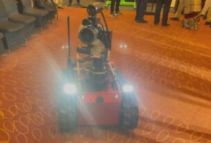 Telangana: Hyderabad gets a new firefighter, a special robot works well even in the face of a fierce fire, Hyderabad, firefighting robot, Shark Robotics, Telangana Fire Services, thermal imaging, remote operation, firefighting technology, robotic firefighter, high-risk emergencies, structural collapse, explosion-prone areas, water monitor, foam discharge, thermal camera, remote navigation, evacuation support, hot-swappable battery, emergency response, firefighting innovation, India firefighting tech, Shree Lalitha, fire rescue robot, smart firefighting, firefighting equipment, modern firefighting solutions