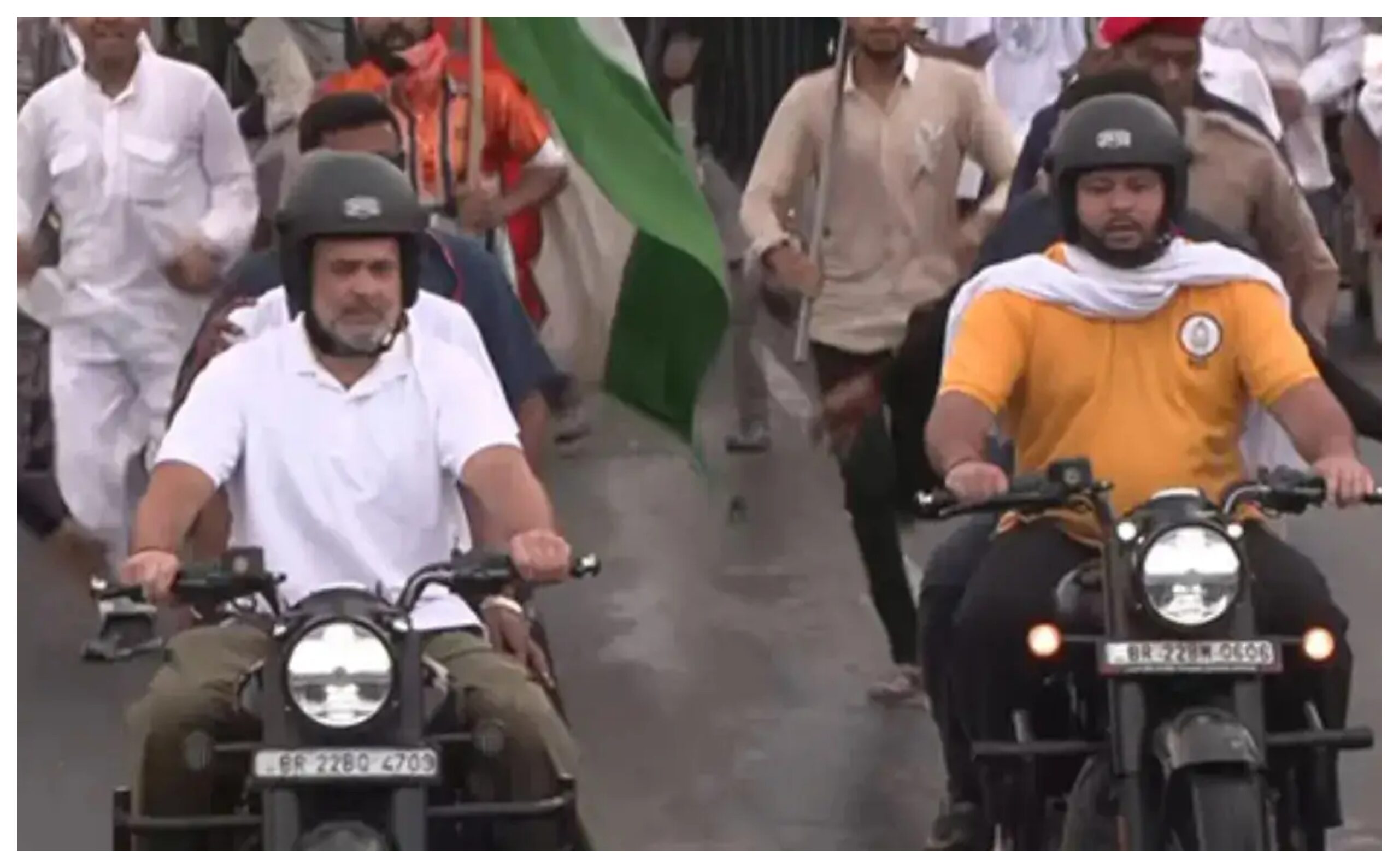 Bihar News: Rahul, Tejashwi made a grand entry in 'Voter Rights Yatra', showed enthusiasm in bike rally