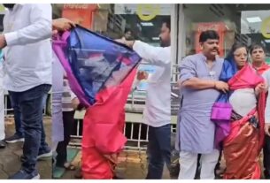Maharashtra: Controversy over PM Modi's photo, Congress leader humiliated by being made to wear a saree