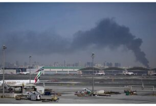 Dubai: Drone attack near Dubai airport, fuel tank catches fire 🔥 A drone attack near Dubai International Airport caused a fuel tank fire, putting flights on hold. Civil defense teams are working to control the fire. Flames and smoke were seen rising into the sky. There are no reports of any injuries at this time.