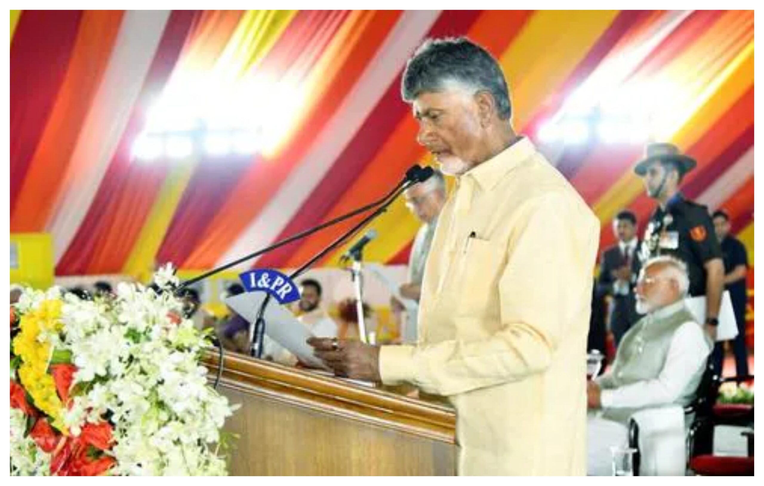 Andhra Pradesh: CM Chandrababu Naidu attends the swearing-in ceremony of TDP's executive committee.