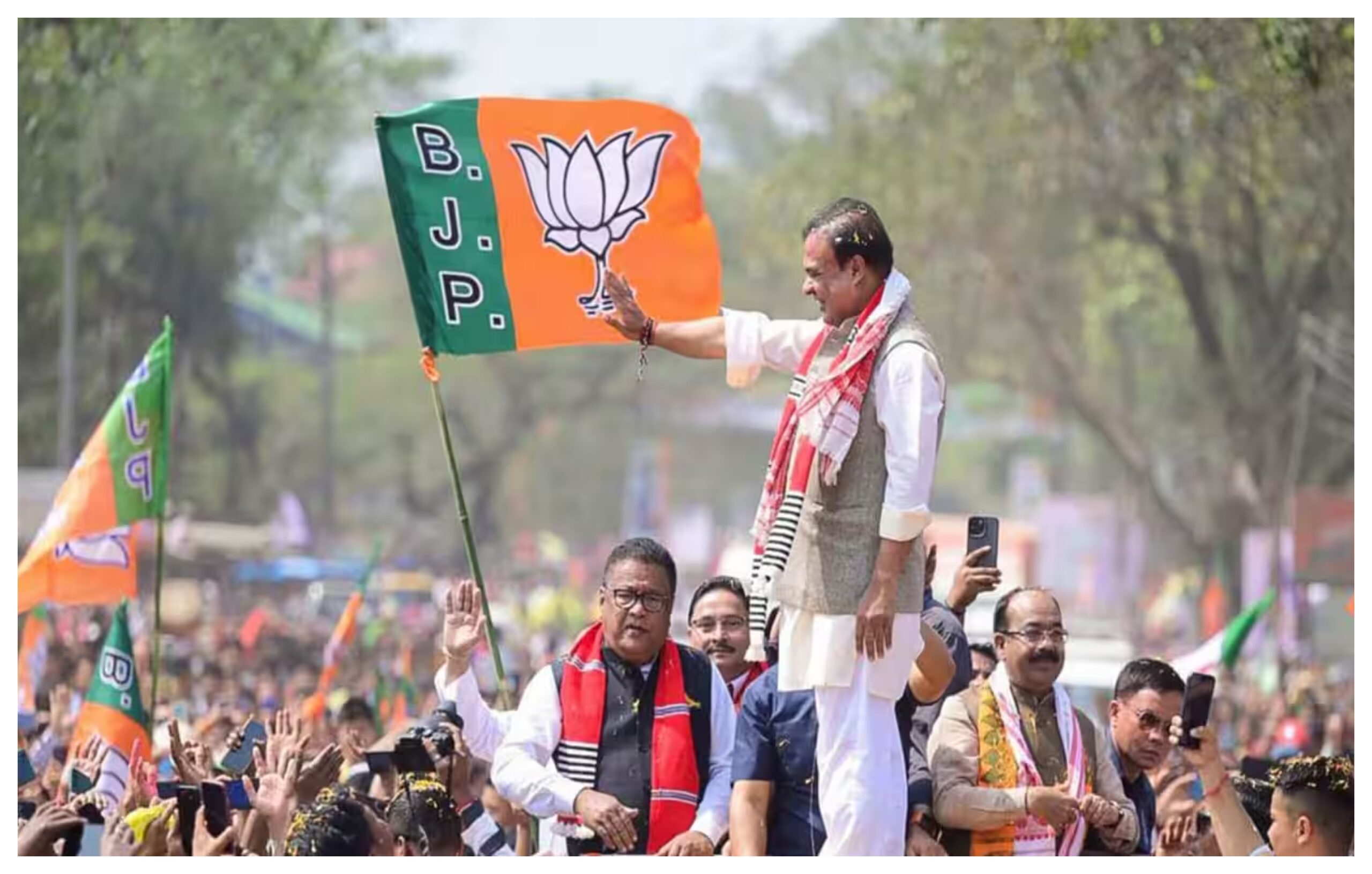 Party workers celebrated BJP's victory in the Assam Assembly elections.