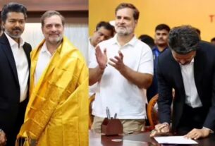 CM Vijay Swearing In Ceremony, rahul gandhi good wishes tvk vijay, tamil nadu cm vijay swearing in ceremony, mallikarjun kharge congratulates thalapathy vijay, thalapathy vijay new cm tamilnadu, तमिलनाडु के नए सीएम बने थलपति विजय, राहुल गांधी ने थलपति विजय को दी बधाई, मल्लिकार्जुन खरगे ने विजय को ऐसे दी बधाई, राहुल गांधी, मल्लिकार्जुन खरगे, थलपति विजय"